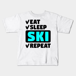 Eat, sleep, ski, repeat Kids T-Shirt